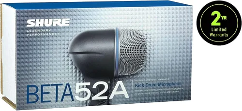 Vista 2 de Shure BETA 52A Micrófono para Tambor de Patada - Micrófono Dinámico Supercardioide con Elemento de Neodimio de Alta Salida, Adaptador de Soporte