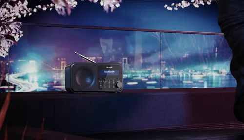 Vista 7 de SHARP DR-P420(BK) Tokyo Portable Digital Radio - Bluetooth 5.0, DAB+/FM, Compact, USB-/Battery Operated, Dual Alarm, 40 Memory Slots, 3.5mm