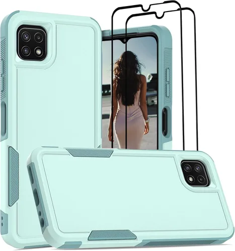 Vista 221 de Jeylly Compatible con Samsung Galaxy A22 5G Funda, Funda Samsung A22 5G con 2pcs protectores de pantalla de vidrio templado
