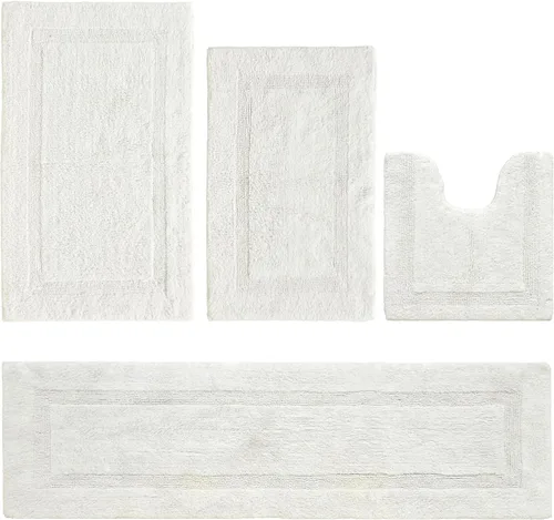 Vista 46 de Better Trends Juego de 4 alfombras de baño de lujo, 100% algodón, suaves, absorbentes de agua, reversibles, lavables a máquina, para decoración