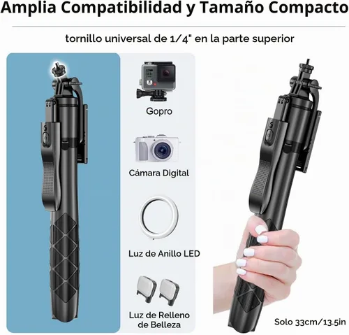 Vista 6 de Trípode de teléfono de 60 pulgadas y palo de selfie - Trípode para iPhone con control remoto, soporte extensible para teléfono celular