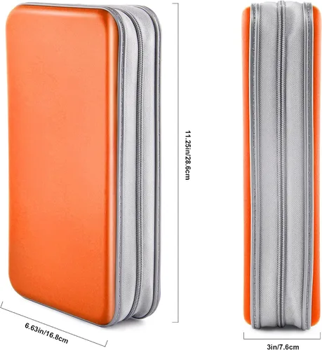 Vista 6 de Funda para CD, 80 de capacidad, DVD, VCD, multimedia, Blu-ray, soporte para cartera, organizador de almacenamiento (naranja)