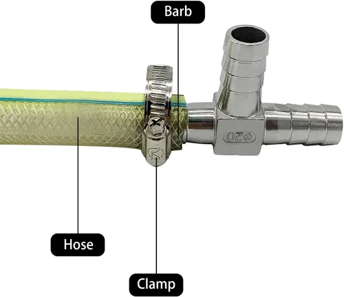 Vista 3 de 1/2 "Tee Hose Barb Fitting Acero inoxidable Igual Barb 3 Way T Splitter Joint Connector Adapter Union Fitting for Fuel Gas Liquid Air