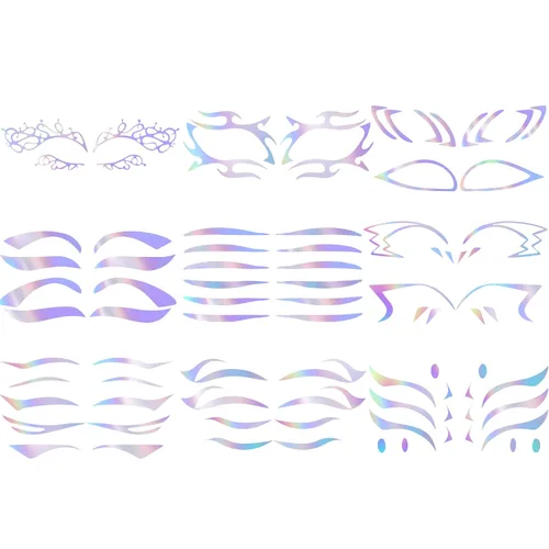 Vista 8 de ANCIRS Paquete de 6 calcomanías holográficas para maquillaje de ojos, 6 6 paquete