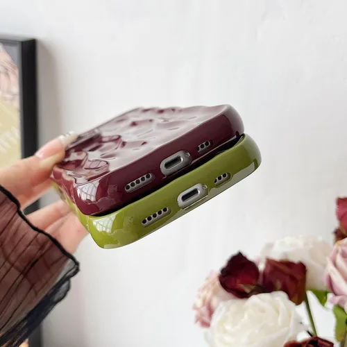 Vista 6 de Caseative - Funda para iPhone 14, color verde Patrón de ondulación de agua Marco de onda rizada suave