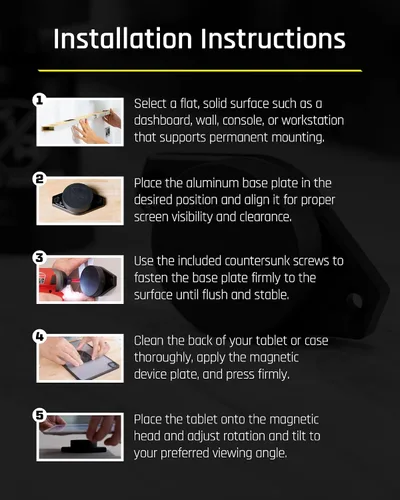 Vista 4 de Mob Armor Tabnetic Maxx - Soporte para tablet de perfil bajo con potente agarre magnético para iPad, Android y Microsoft Surface Tablets, compatible