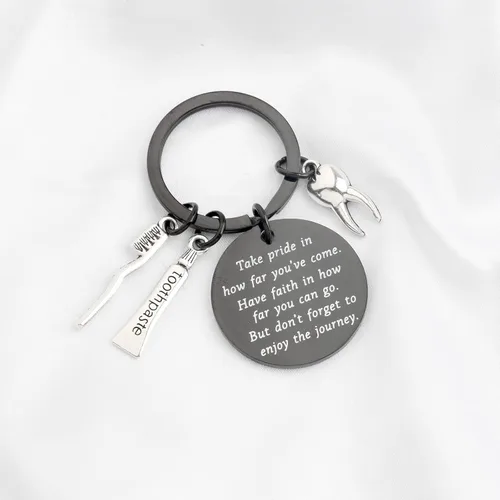 Vista 3 de FUSTMW Llavero de higienista dental, regalos inspiradores de joyería para asistente dental