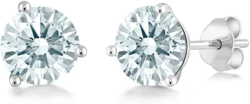 Vista 23 de Gem Stone King Aretes de oro de 14 quilates, 0.236 in, piedra natal redonda, Martini, 3 puntas, aretes de oro para mujer