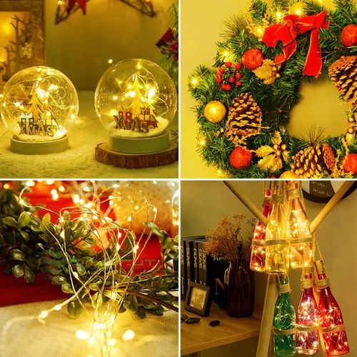 Vista 7 de litogo Paquete de 24 Luces de Hadas que Funcionan con Pilas, 7 pies, 20 LED Luces de Cadena de Hadas Impermeables, Pequeñas Mini Luces para Frascos
