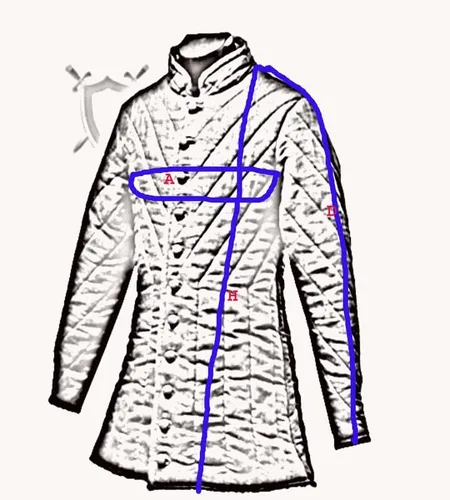 Vista 6 de Abrigo de Gambeson de manga completa con acolchado grueso medieval, con armadura Aketon retrasada, tela de algodón