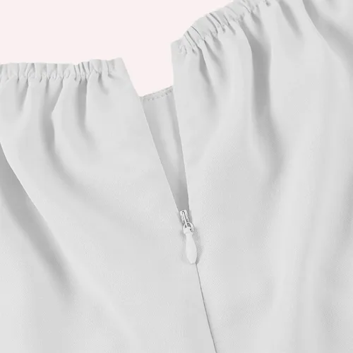 Vista 5 de LYANER - Vestido fruncido con hombros descubiertos, volantes, cruzado, de manga corta y abombada, para atar por detrás