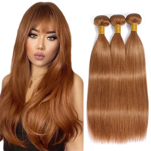 Vista 44 de Color 30 paquetes de cabello humano marrón onda del cuerpo paquetes 8 10 12 pulgadas brasileño virgen Remy extensiones de cabello humano doble trama