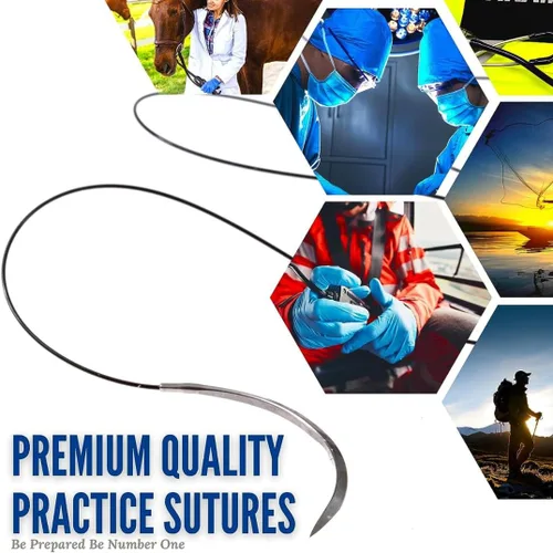 Vista 7 de Hilo de suturas con aguja (disolvible y no disolvible) más herramientas – Kit de puntadas quirúrgicas, médicas, veterinarias, entrenamiento