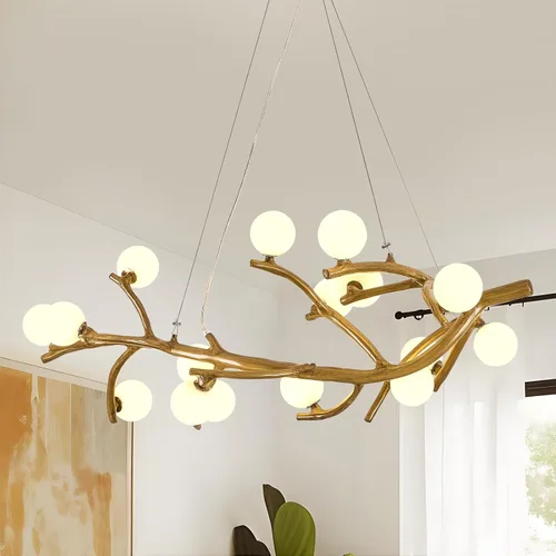 Vista 13 de Lámpara de Araña Moderna de Techo de 28.7 pulgadas, Lámpara de Araña Sputnik de 8 Luces de Resina de Mediados de Siglo sobre Mesa, Candelabros