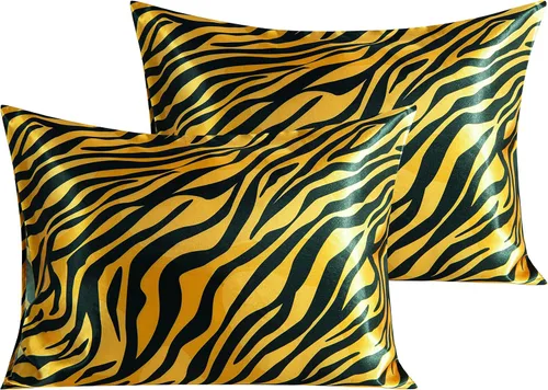 Vista 32 de BEDSUM Paquete de 2 fundas de almohada de satén de seda King para cabello y piel, suaves y lujosas, fundas de almohada con cierre de sobre, 20 x 36