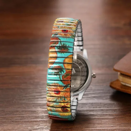 Vista 6 de Lancardo Reloj de pulsera para mujer: Bohemia elástica analógica de cuarzo, gran número, esfera blanca, fácil de leer, cumpleaños, día de San