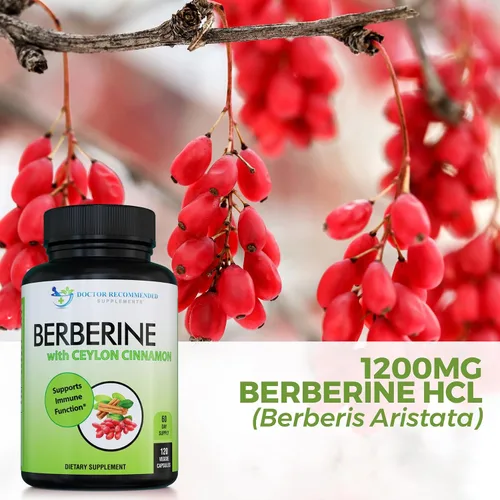 Vista 5 de DOCTOR RECOMMENDED SUPPLEMENTS Berberina con canela de Ceilán, 1200 mg de berberina y 100 mg de canela de Ceilán orgánica, 120 cápsulas vegetales