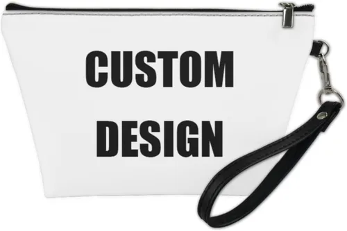 Vista 2 de Bigcardesigns Bolsa de maquillaje organizadora de cosméticos con asa para mujeres y señoras de viaje, portátil, bolsa de inodoro de piel sintética
