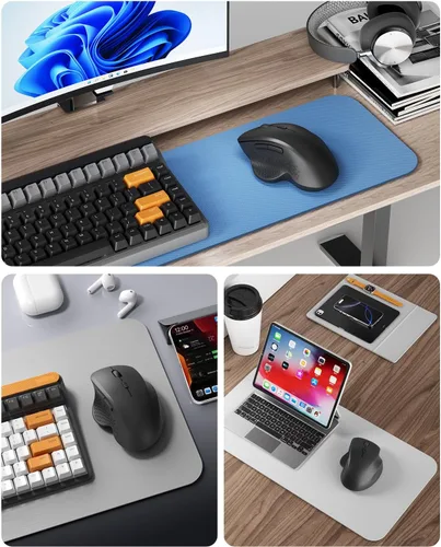 Vista 7 de Uiosmuph Ratón inalámbrico Bluetooth G09, BT5.1 y 2.4Ghz recargable con receptor USB y adaptador tipo C, ratones Bluetooth ergonómicos para laptop