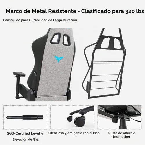Vista 9 de Silla para juegos con reposabrazos ajustables 4D, reclinable de 155° y capacidad de 320 libras, silla ergonómica de computadora de respaldo alto