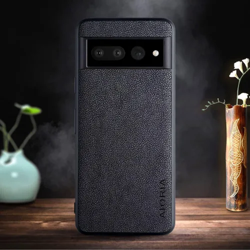 Vista 2 de Funda protectora completa para Google Pixel 7, funda de cuero premium para teléfono con diseño retro para Google Pixel 7 5G (negro)