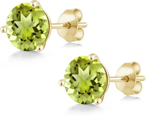 Vista 87 de Gem Stone King Aretes de oro de 14 quilates, 0.236 in, piedra natal redonda, Martini, 3 puntas, aretes de oro para mujer