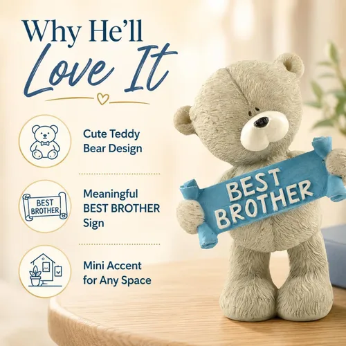 Vista 8 de El mejor regalo para hermano: bonita estatua de oso de resina de 4 pulgadas para el día del hermano, cumpleaños o vínculo de hermano, decoración