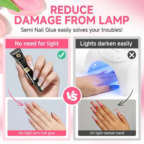 Vista 7 de UNA GELLA No necesita lámpara de pegamento sólido para uñas a presión: uñas acrílicas súper fuertes semi pegamento de uñas gel de curado rápido 0.3