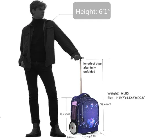 Vista 2 de Bolsa de computadora portátil con ruedas para portátil de 14 pulgadas, bolsa con ruedas, mochila con ruedas, bolsa de computadora con ruedas de 20