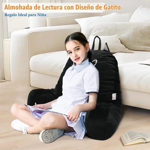 Vista 3 de SUNSIDE Almohada de lectura para gatos, espalda desmontable con brazos para Negro
