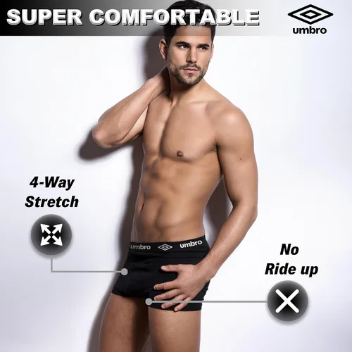 Vista 2 de Umbro Ropa interior para hombre, entrepierna corta de 4 pulgadas, ropa interior de algodón transpirable para hombre, paquete de 6, ropa