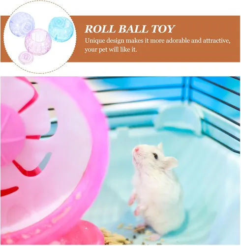 Vista 5 de POPETPOP Pelota de ejercicio para hámster, 3 piezas de plástico de 3.54 pulgadas, juguetes para correr para animales pequeños, reduce