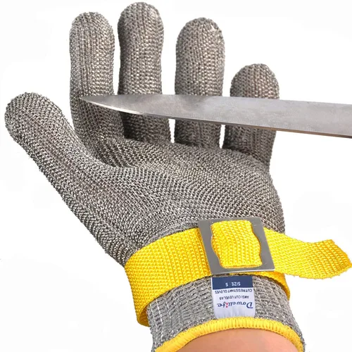Vista 14 de Dowellife ANSI A9 - Guante resistente a los cortes de grado alimenticio, malla de acero inoxidable, guante de corte de cuchillo de metal