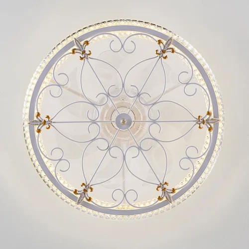 Vista 8 de Ventilador de techo enjaulado blanco con luces y control remoto, ventilador de techo industrial de granja con luz para cocina, dormitorio, sala