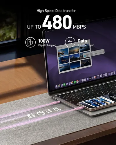 Vista 98 de Dasku iPhone 17 USB C a USB C de carga rápida, 60 W (3.1 A), paquete de 2 cables cargador de carga de 3 pies tipo C para iPhone 17/16/15/15 Plus/15