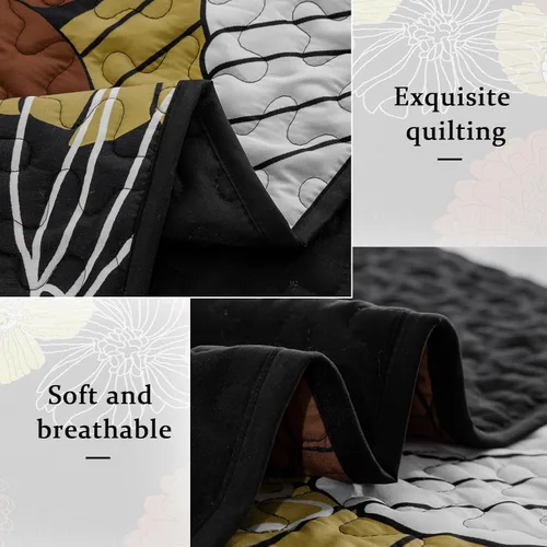 Vista 5 de Juego de ropa de cama reversible de 3 piezas, tamaño Queen Negro