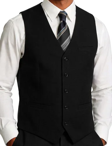 Vista 9 de JEMITOP Chaleco de vestir ajustado con textura ligera para hombre Beige