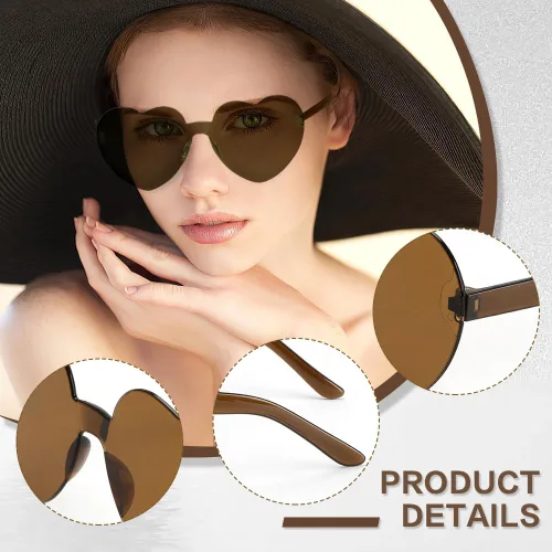 Vista 47 de Lentes de sol con forma de corazón, 2 pares de lentes de sol en forma de corazón, gafas de sol rave para mujeres, regalos de fiesta