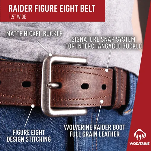 Vista 5 de WOLVERINE Cinturón de trabajo de cuero resistente para botas para hombre