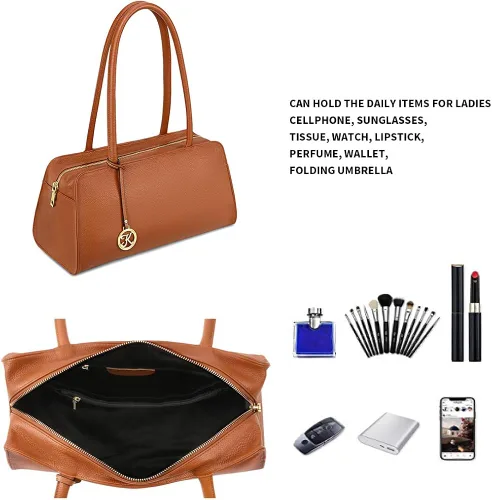 Vista 5 de Kattee Monederos y bolsos de cuero para mujer, pequeño asa superior, bolso de hombro