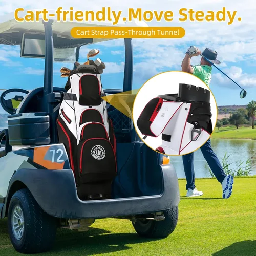 Vista 5 de Bolsa de carrito de golf Shopsource, bolsa de palos de 14 vías con cierre moldeado y divisores de longitud completa, bolsas de carrito silenciosas