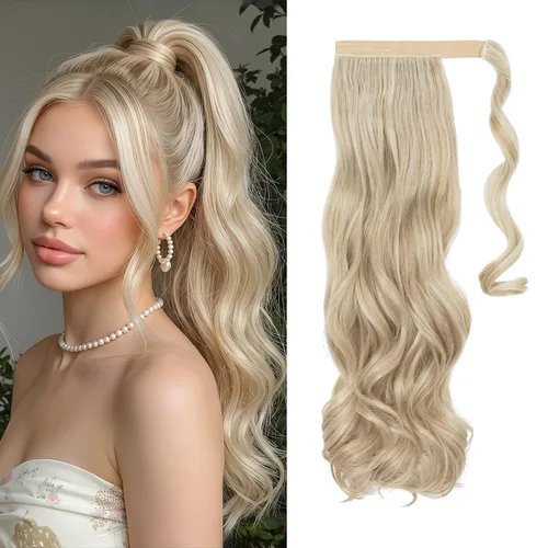 Vista 21 de CJL HAIR 14" Extensión de cola de caballo corta con cabello rizado y ondulado, clip en la cola de caballo, extensión de pelo sintético falso