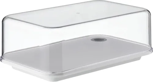 Vista 2 de Mepal Modula - Domo transparente para quesos con tabla de cortar gris integrada, apta para lavavajillas, 95 onzas, sin BPA, fabricada en Holanda
