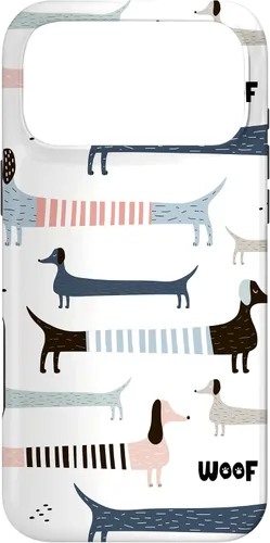 Vista 22 de Dachshund Weenie Weiner Dog - Carcasa para iPhone 17, diseño azul, rosa y blanco