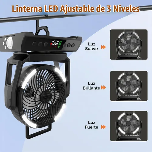 Vista 4 de AYAMAYA Ventilador de camping recargable, ventilador portátil para tienda