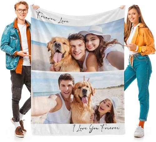 Vista 9 de D-Story Mantas personalizadas con fotos, regalos personalizados para parejas, regalos de aniversario y cumpleaños para esposa, marido, novia, novio
