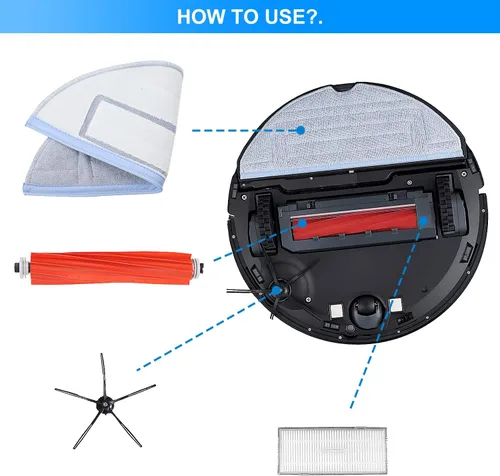 Vista 2 de Kit de accesorios S7 MaxV Ultra para Xiaomi Roborock S7 S7 + S7 MaxV, S7 MaxV Plus, T7S T7 plus T7S plus aspiradoras robot, 2 cepillos de rodillo, 4