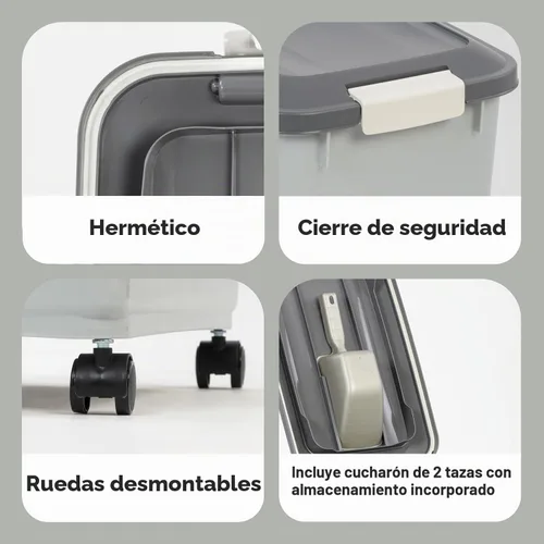 Vista 6 de IRIS USA Contenedor de almacenamiento de comida para perros con ruedas, tapa hermética, cuchara de 2 tazas, almacenamiento de alimentos