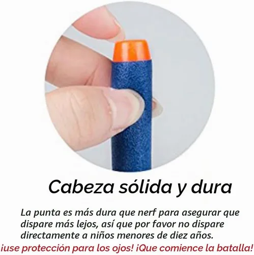 Vista 3 de Little Valentine 200 balas de dardos compatibles con Nerf, azul y naranja, cilíndricas, redondas, batallas cerradas (CQB), Airsoft, plástico, espuma