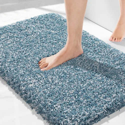 Vista 41 de Yimobra Alfombras de baño en negro y blanco antideslizantes lavables, tapetes de baño ultra suaves y absorbentes de agua, alfombra de ducha suave